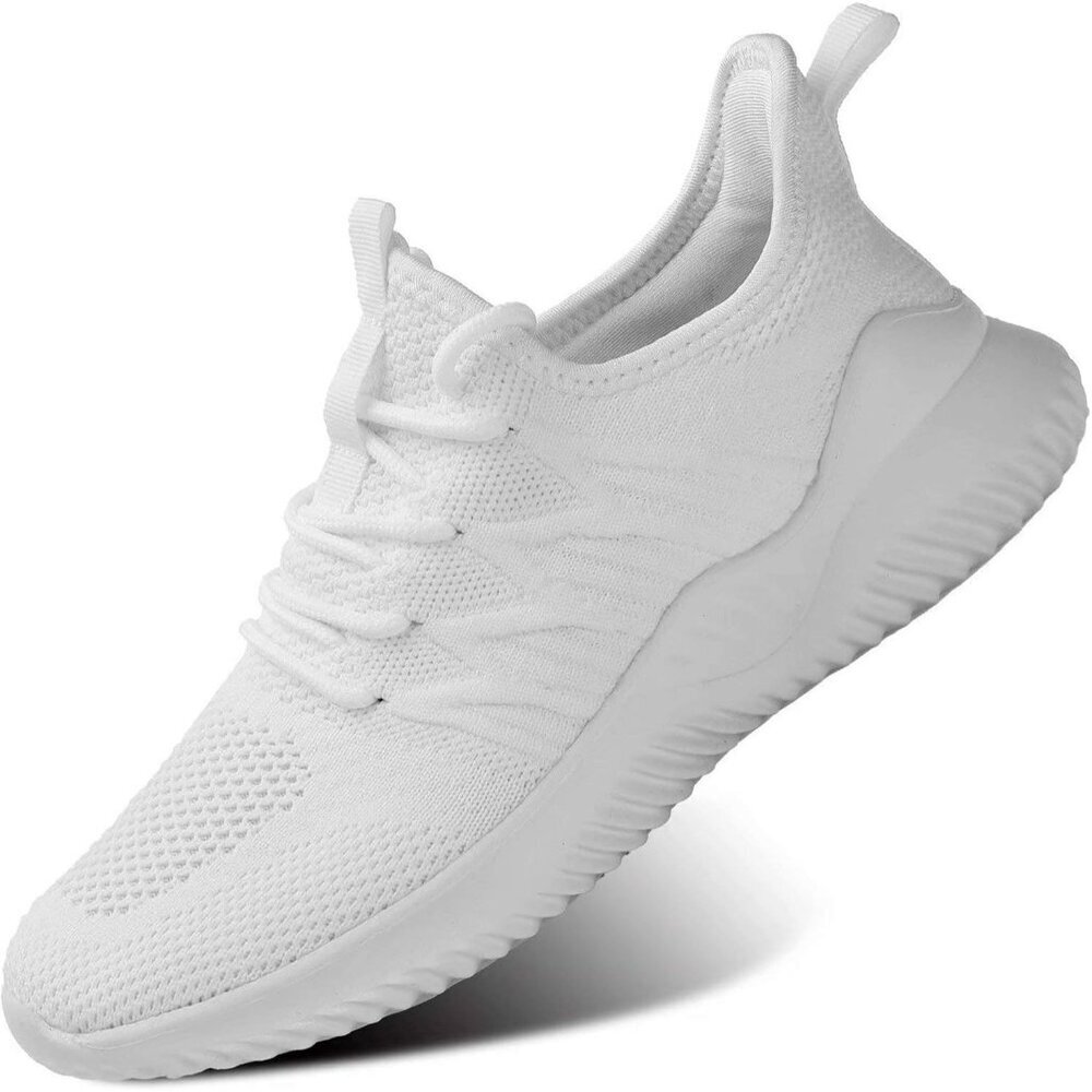 Women's Ladies Walking Running Slip On Lightweight Tennis Sneakers Shoes White